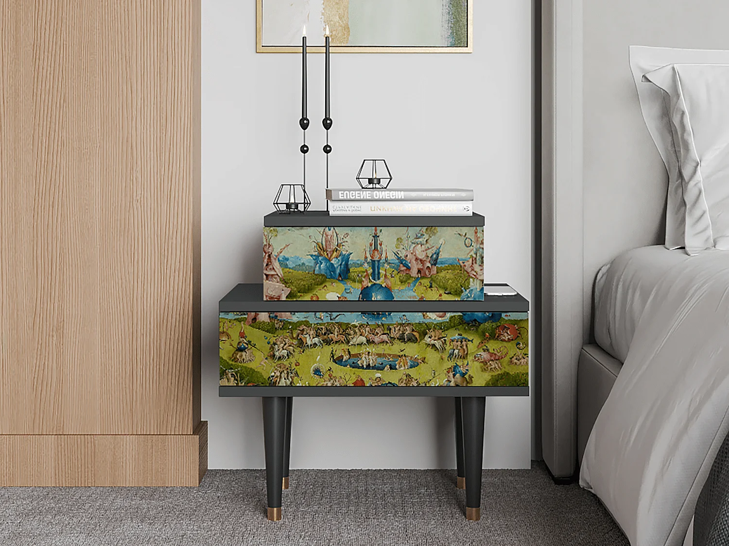 Stolik nocny - 58х58х41 cm - NS1 - The Garden 2 by Bosch, Antracyt