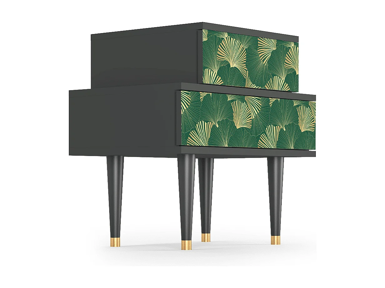 Stolik nocny - 58х58х41 cm - NS1 - Gold Ginkgo, Antracyt