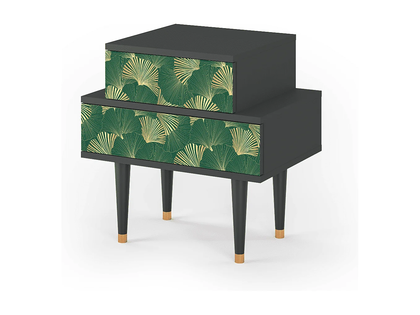Table de nuit - 58х58х41 cm - NS1 - Gold Ginkgo, Anthracite