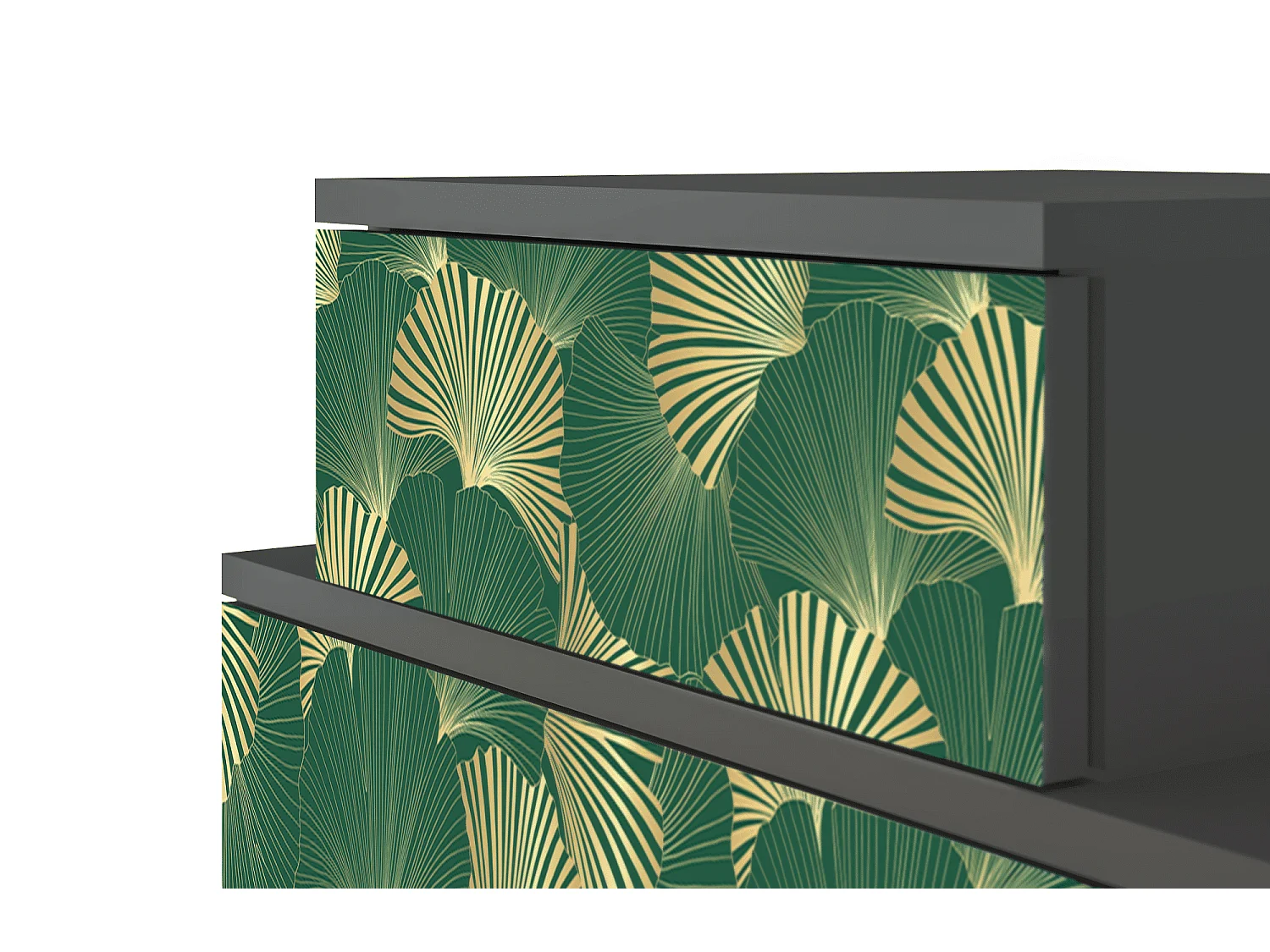 Table de nuit - 58х58х41 cm - NS1 - Gold Ginkgo, Anthracite