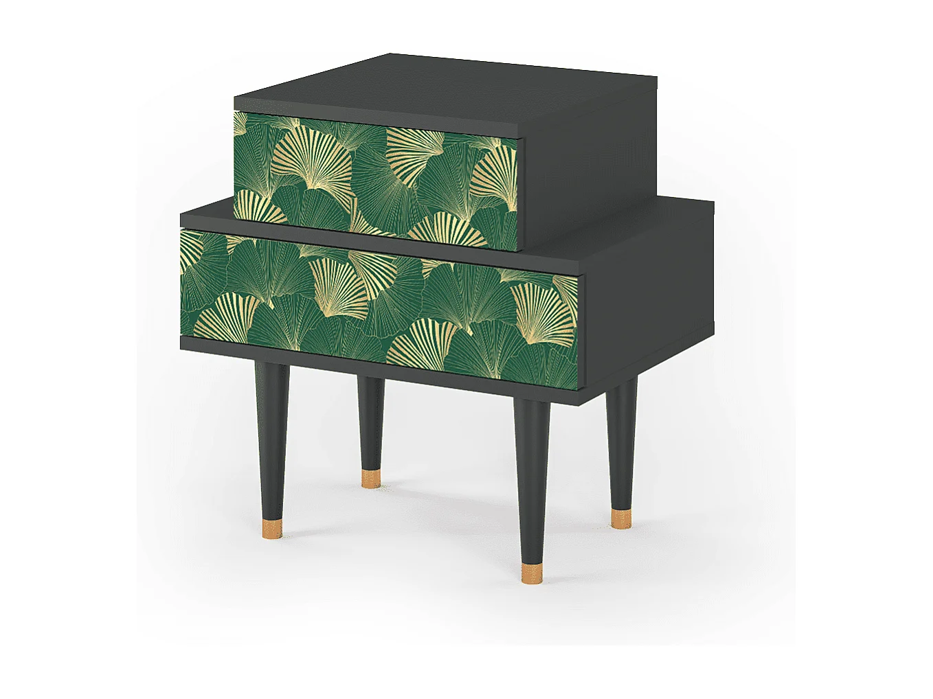 Table de nuit - 58х58х41 cm - NS1 - Gold Ginkgo, Anthracite