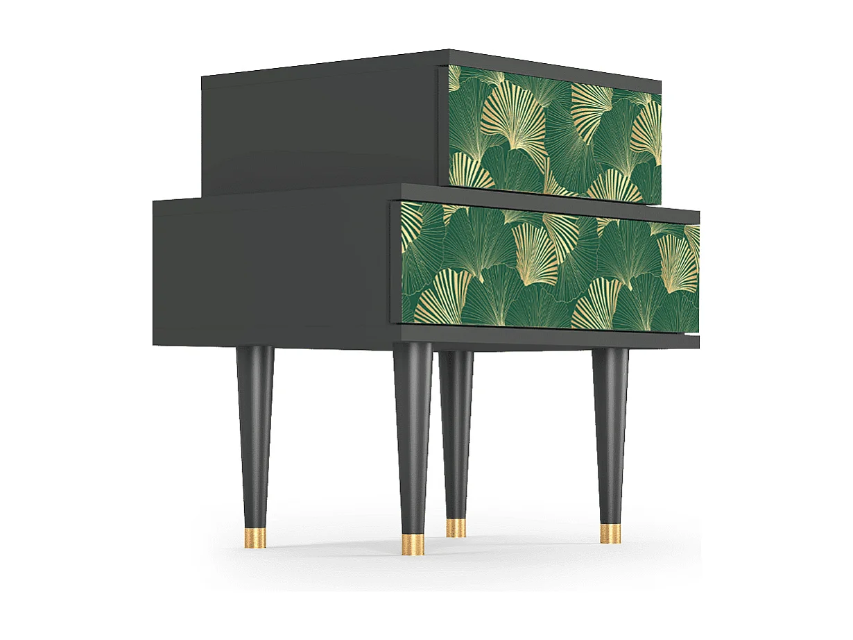 Table de nuit - 58х58х41 cm - NS1 - Gold Ginkgo, Anthracite