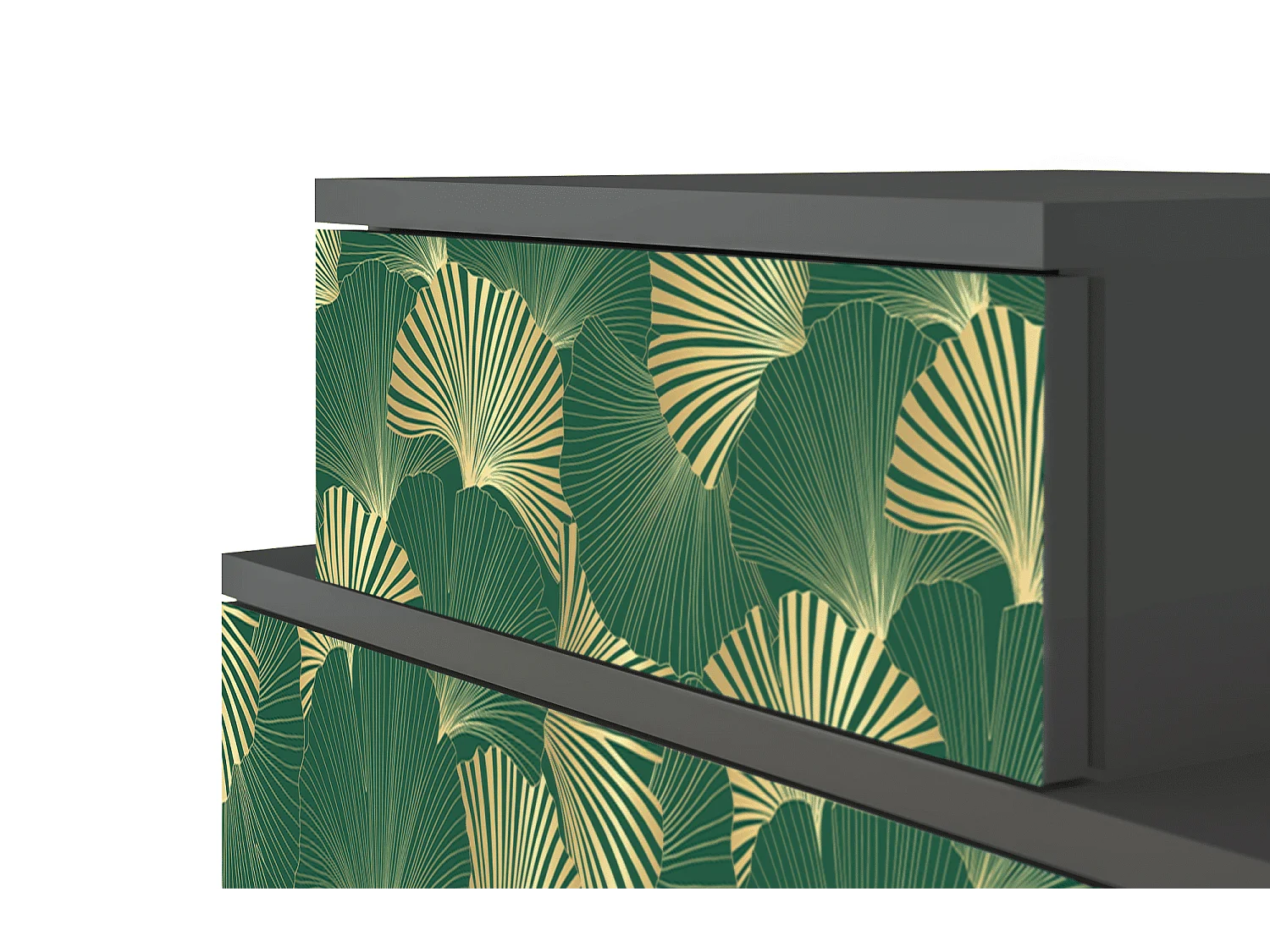 Table de nuit - 58х58х41 cm - NS1 - Gold Ginkgo, Anthracite