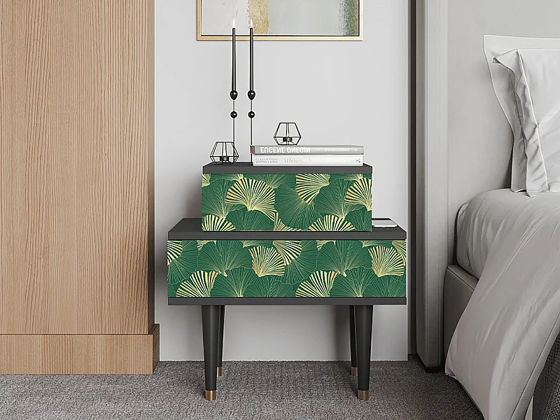 Criado-mudo - 58х58х41 cm - NS1 - Gold Ginkgo, Antracite