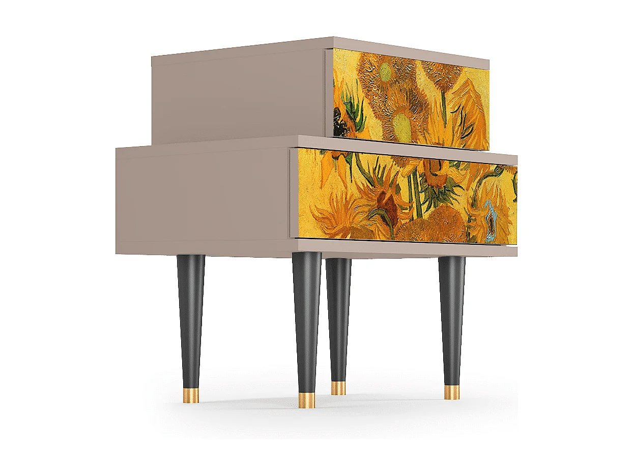 Criado-mudo - 58х58х41 cm - NS1 - Sunflowers, Latte