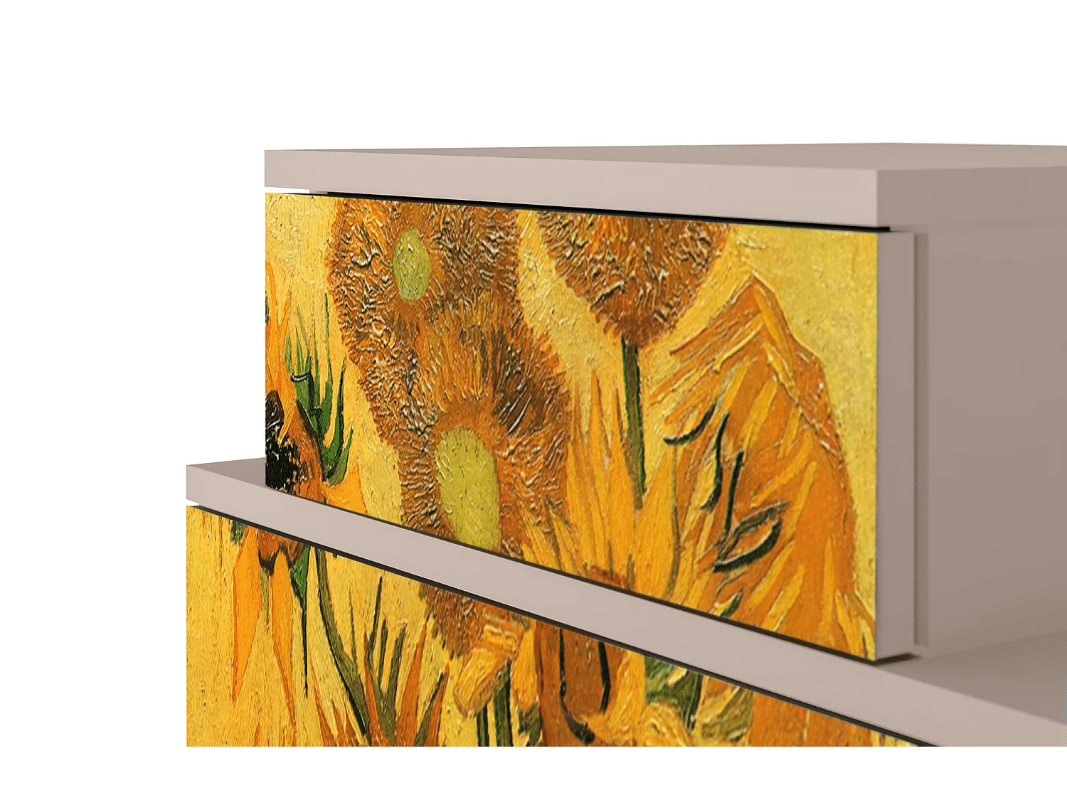 Criado-mudo - 58х58х41 cm - NS1 - Sunflowers, Latte