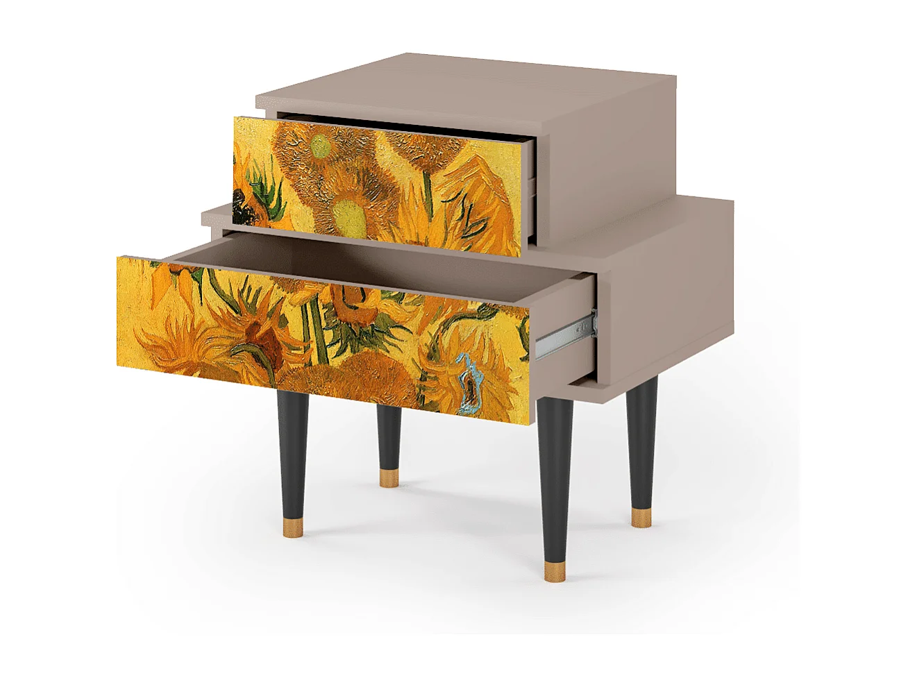 Criado-mudo - 58х58х41 cm - NS1 - Sunflowers, Latte