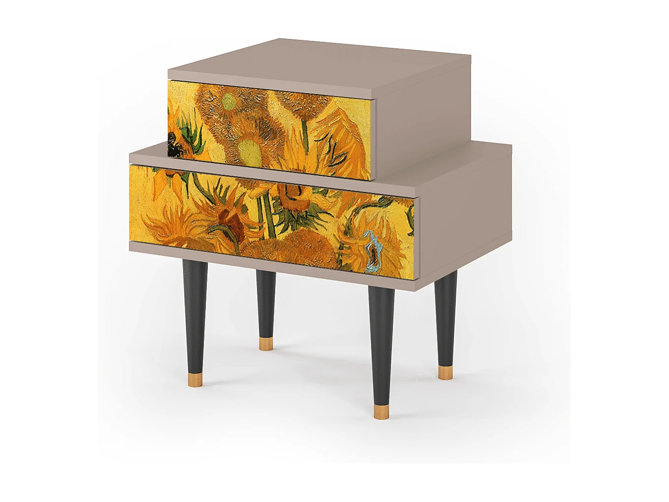 Stolik nocny - 58х58х41 cm - NS1 - Sunflowers, Latte