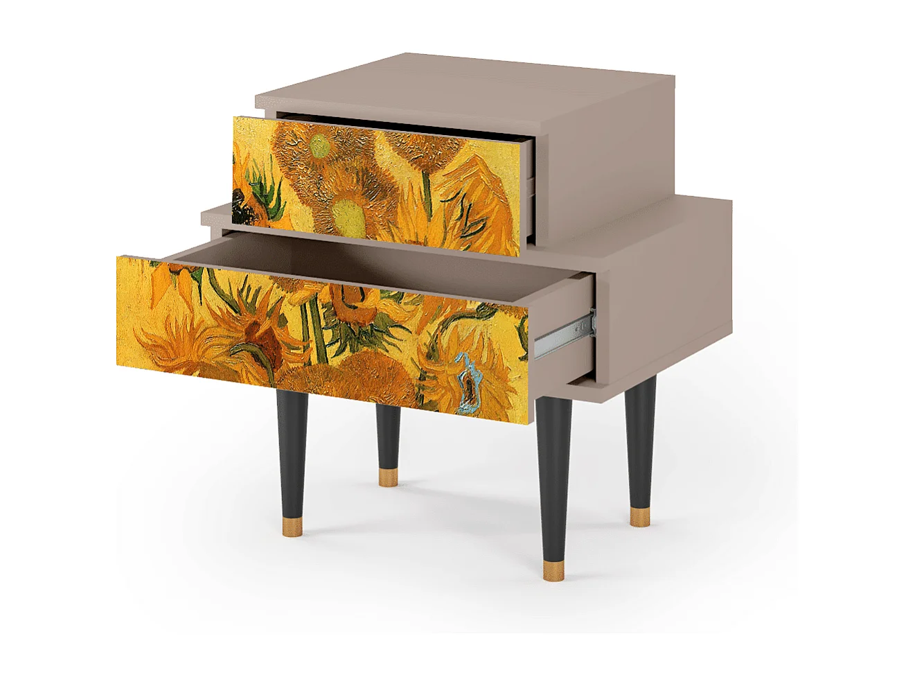 Stolik nocny - 58х58х41 cm - NS1 - Sunflowers, Latte