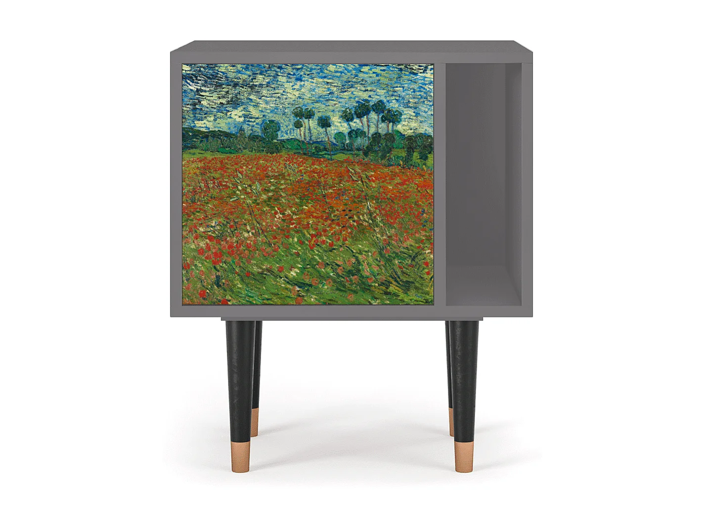 Nachtkastje - 57х69х48 cm - S2 - Poppy field by van Gogh, Grijs