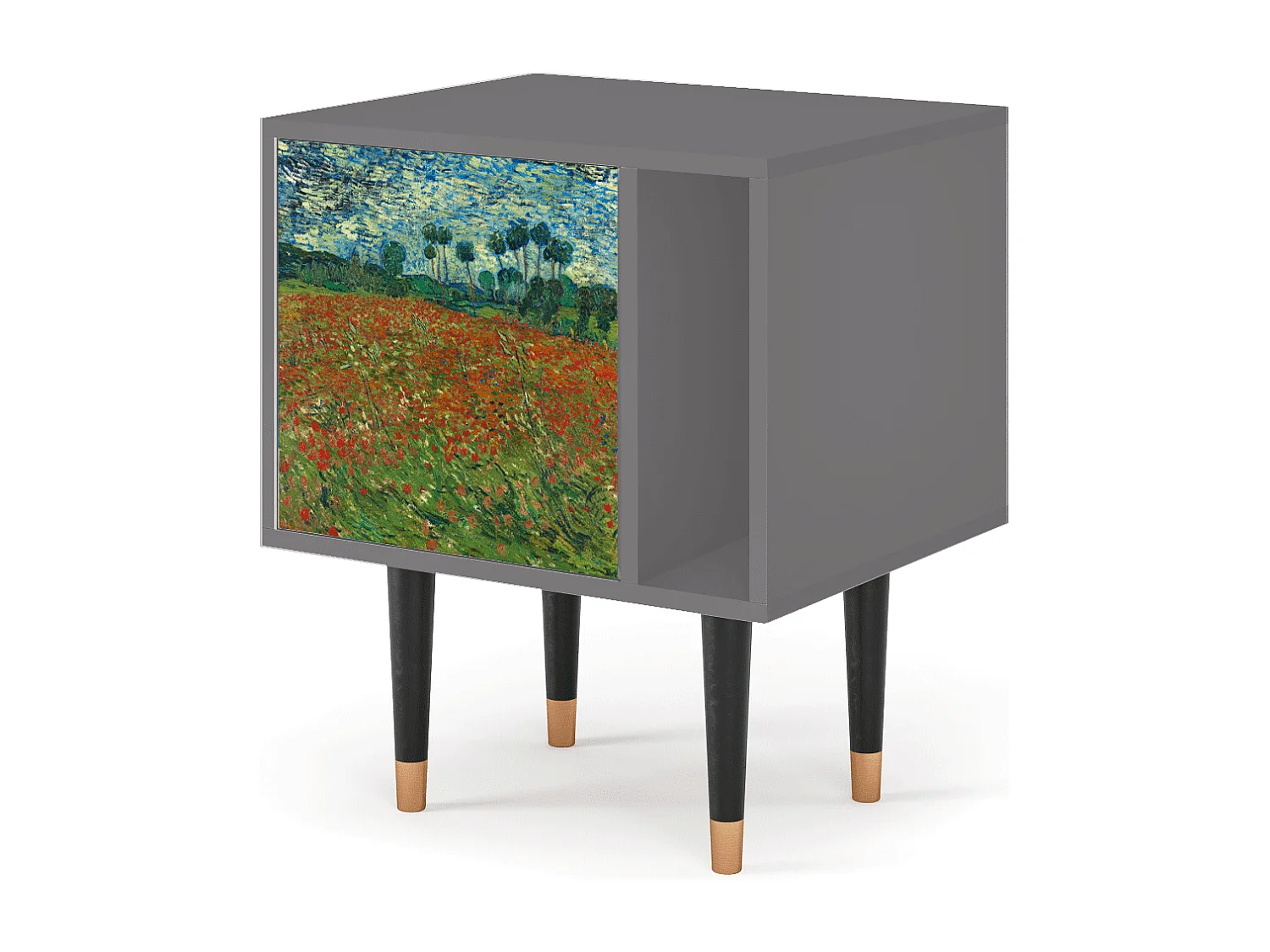 Nachtkastje - 57х69х48 cm - S2 - Poppy field by van Gogh, Grijs