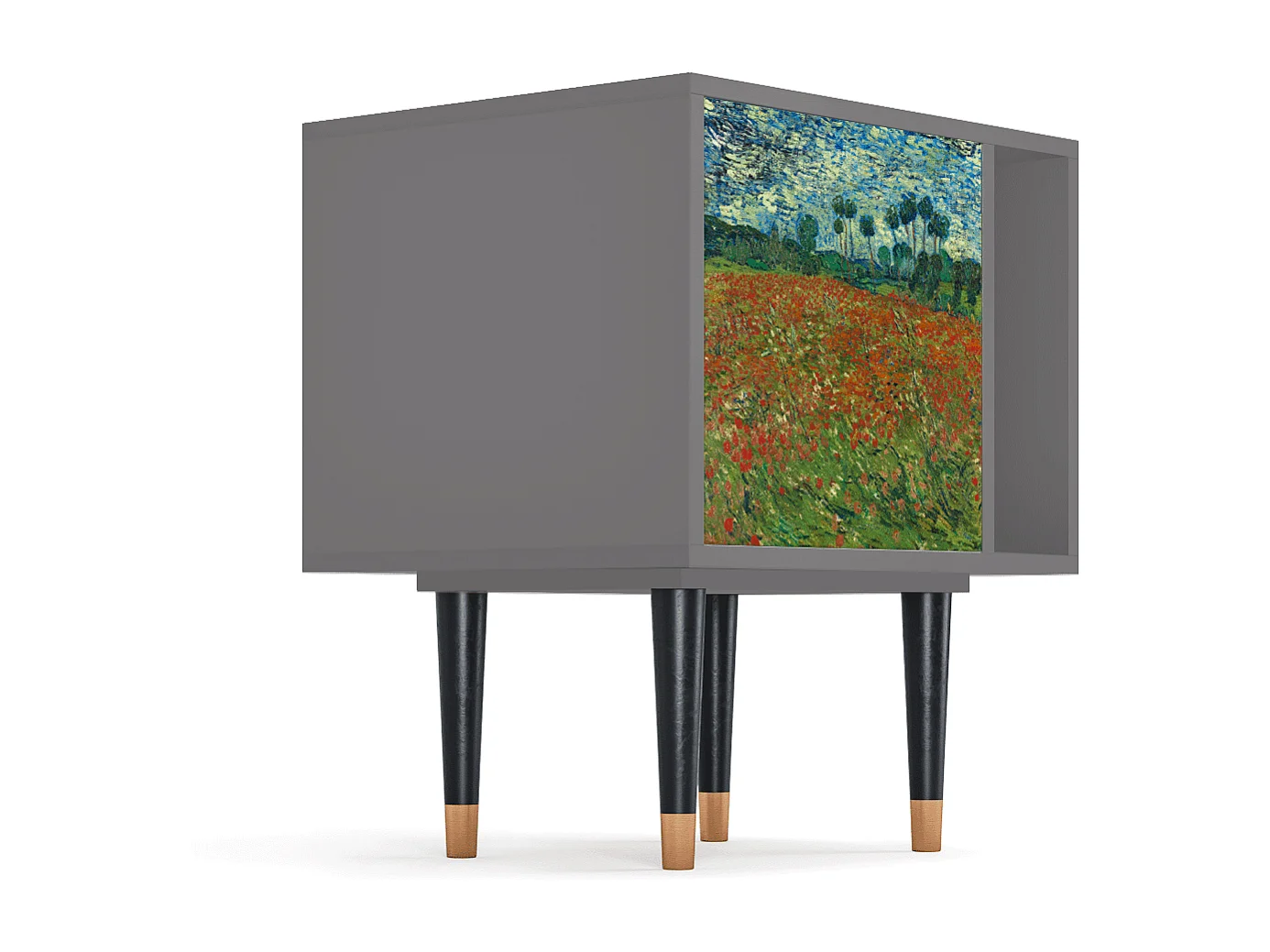 Nachtkastje - 57х69х48 cm - S2 - Poppy field by van Gogh, Grijs