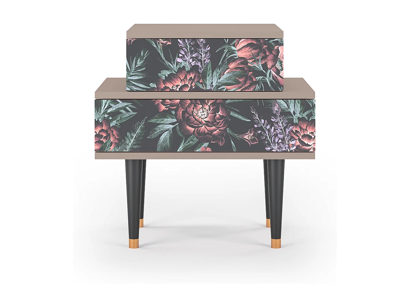 Criado-mudo - 58х58х41 cm - NS1 - Dark Peonies, Latte