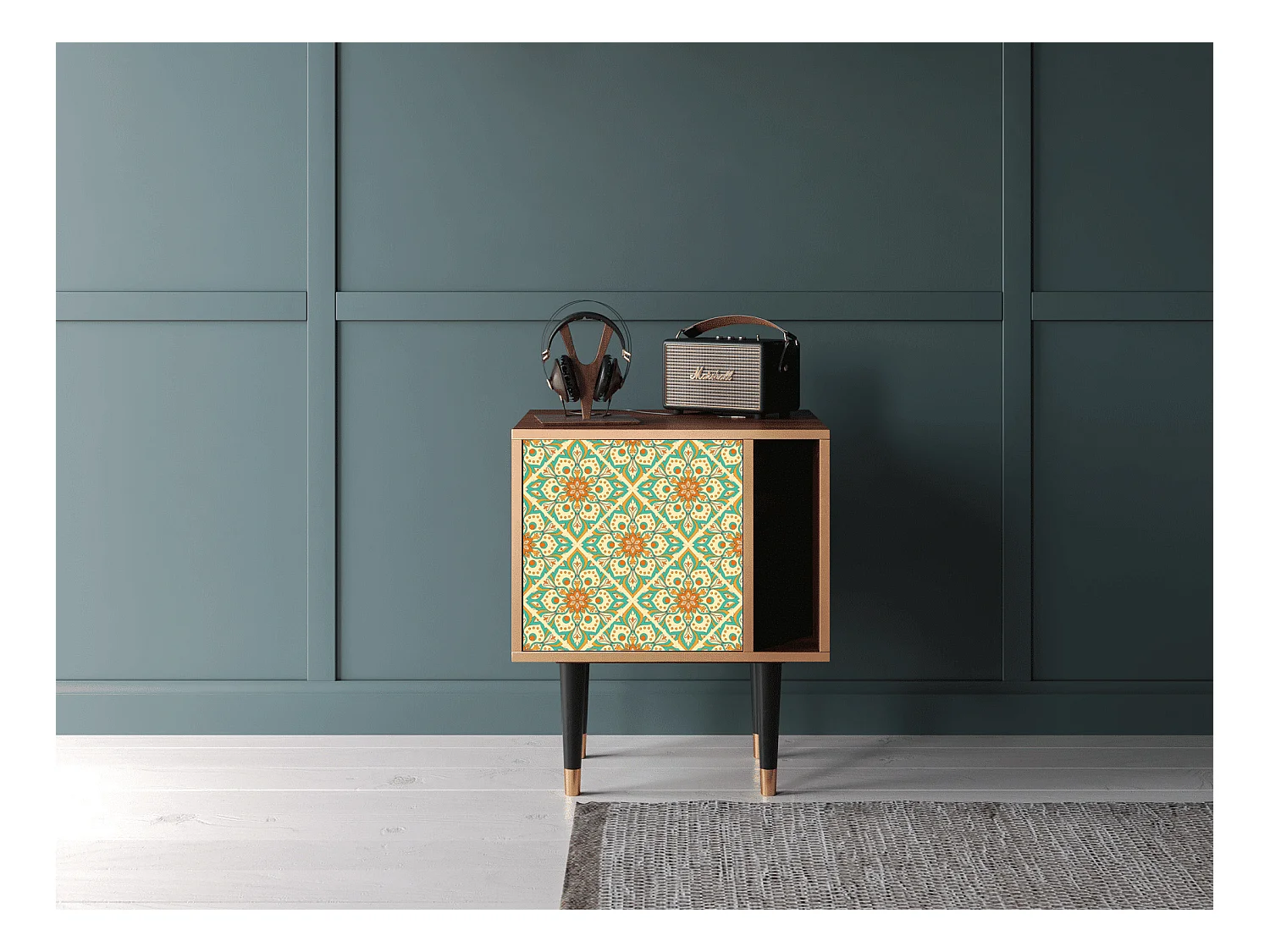 Nachttisch - 57х69х48 cm - S2 - Hindu Daisy, Walnuss
