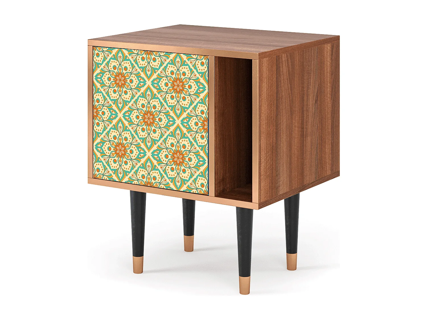 Criado-mudo - 57х69х48 cm - S2 - Hindu Daisy, Nogueira