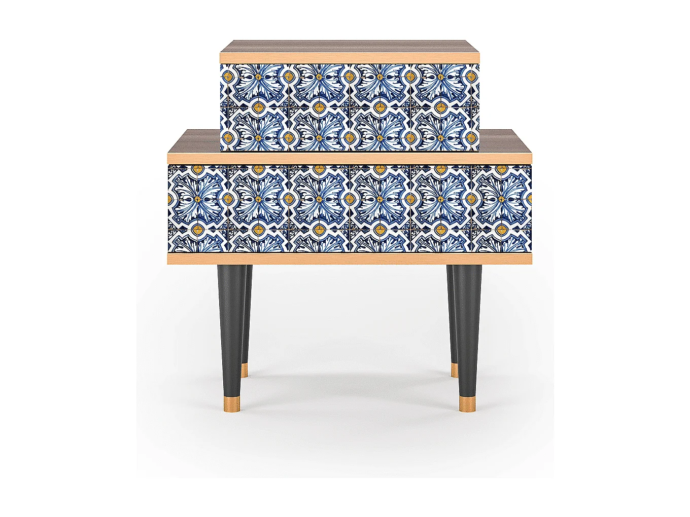 Table de nuit - 58х58х41 cm - NS1 - Lovely Cornflowers, Noyer