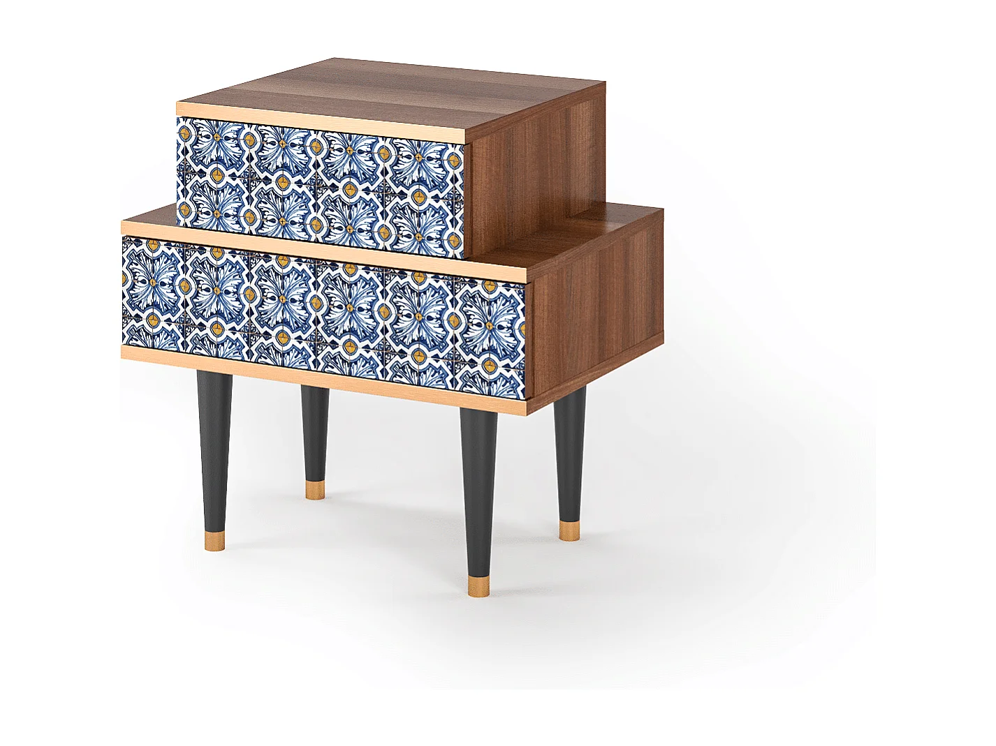 Table de nuit - 58х58х41 cm - NS1 - Lovely Cornflowers, Noyer