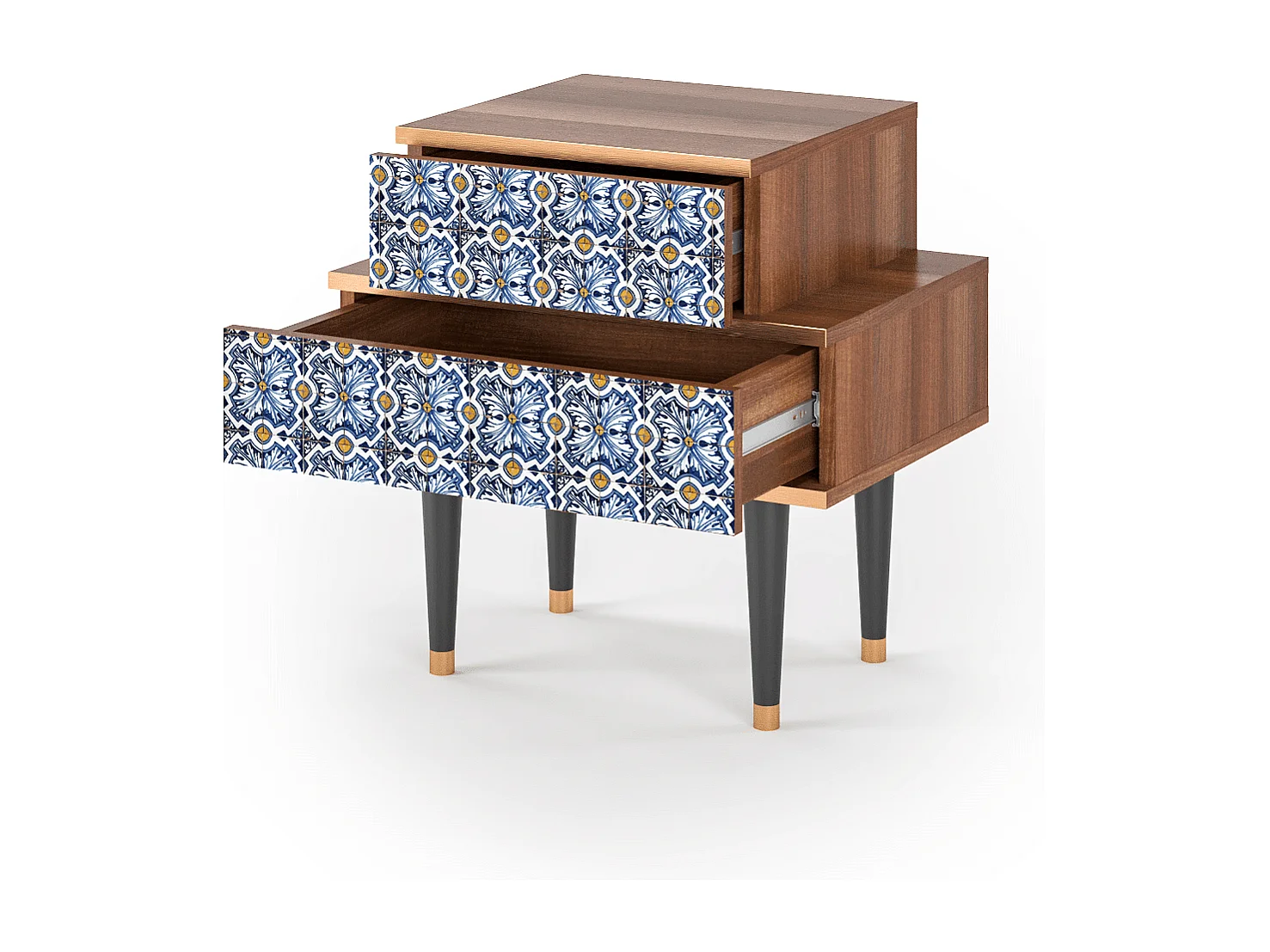 Table de nuit - 58х58х41 cm - NS1 - Lovely Cornflowers, Noyer