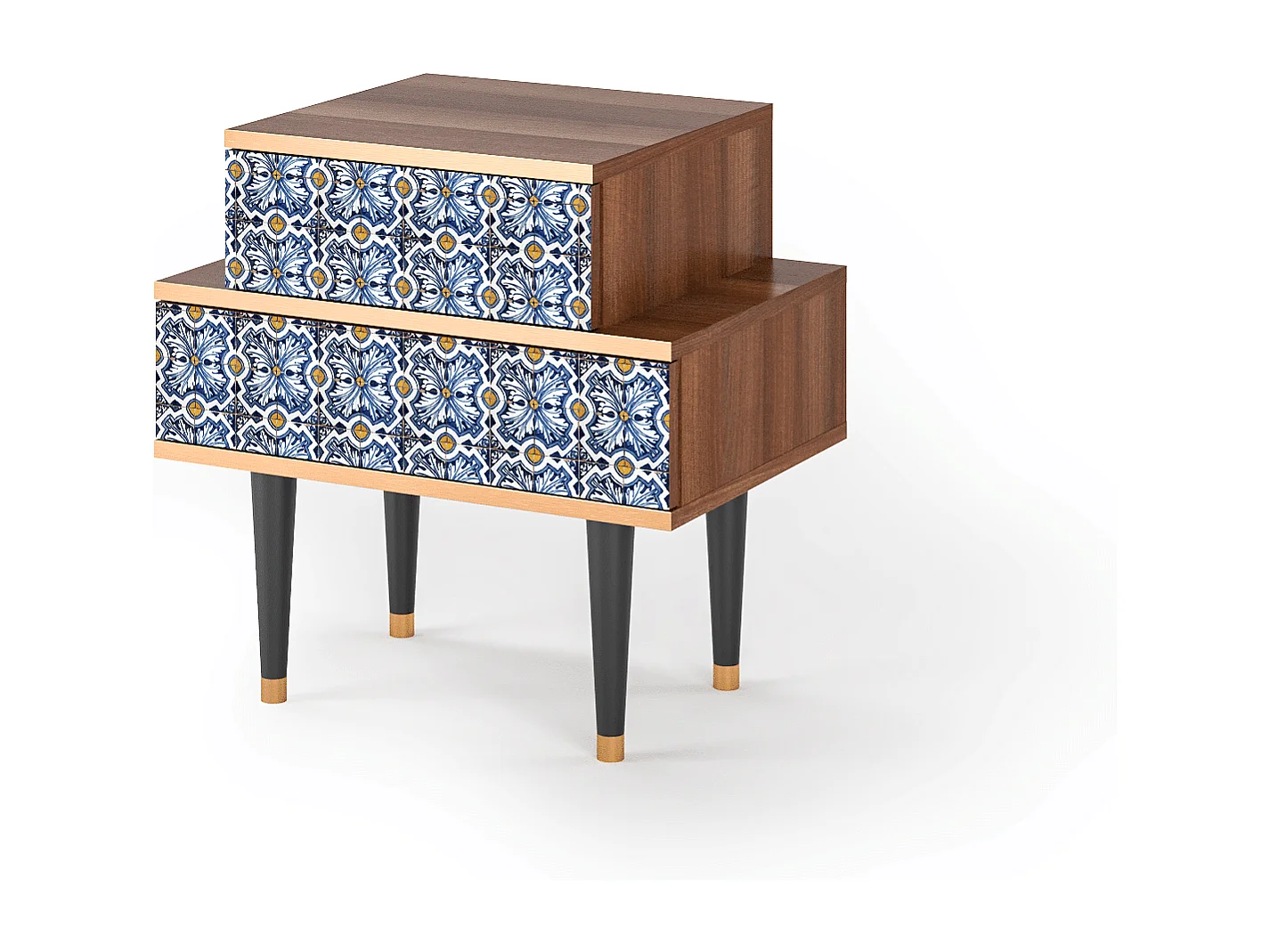 Stolik nocny - 58х58х41 cm - NS1 - Lovely Cornflowers, Orzech