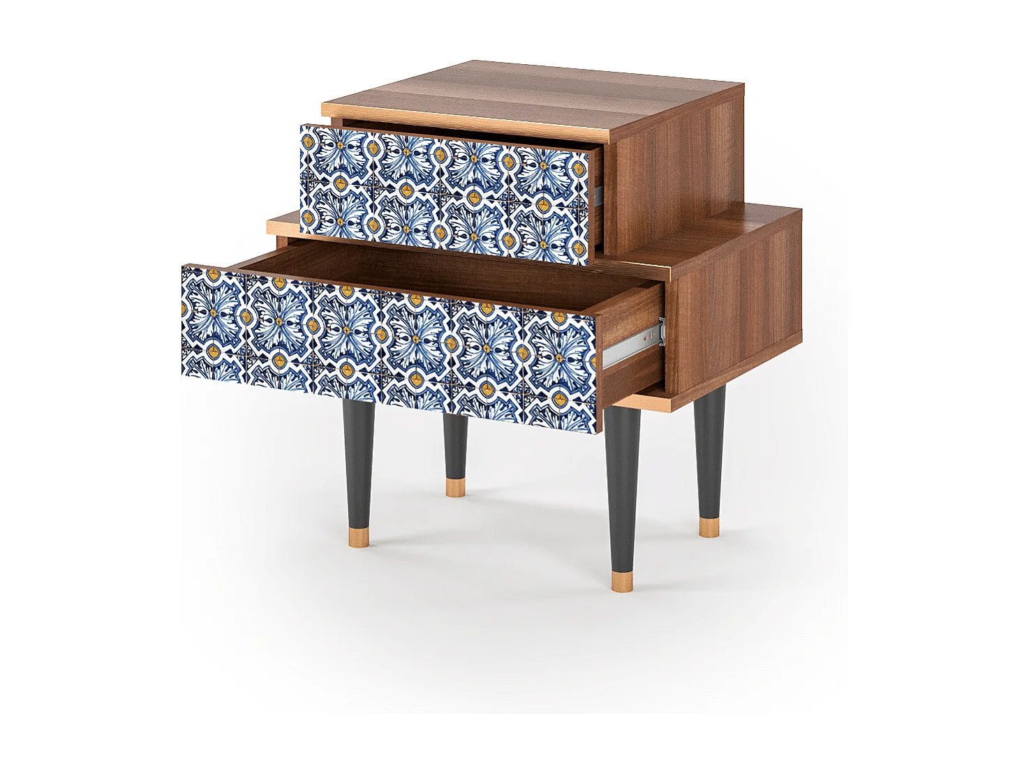 Stolik nocny - 58х58х41 cm - NS1 - Lovely Cornflowers, Orzech