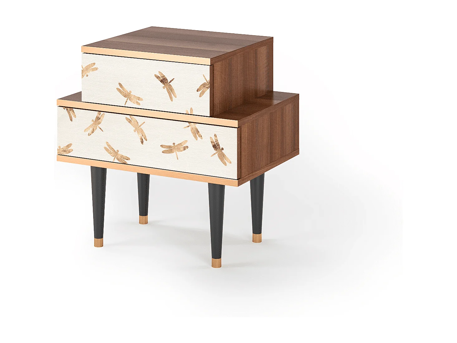 Stolik nocny - 58х58х41 cm - NS1 - Nude Dragonflies, Orzech