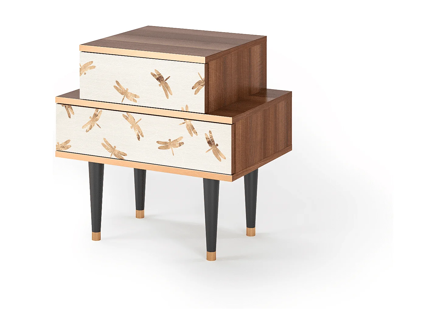 Stolik nocny - 58х58х41 cm - NS1 - Nude Dragonflies, Orzech