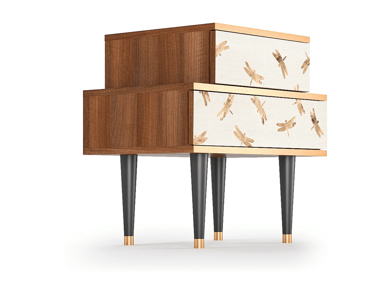 Stolik nocny - 58х58х41 cm - NS1 - Nude Dragonflies, Orzech