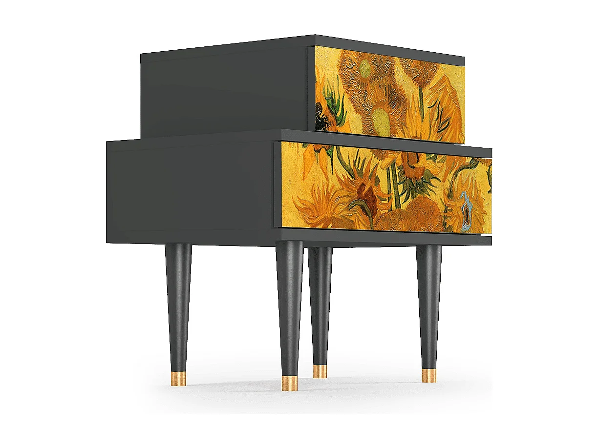 Criado-mudo - 58х58х41 cm - NS1 - Sunflowers, Antracite