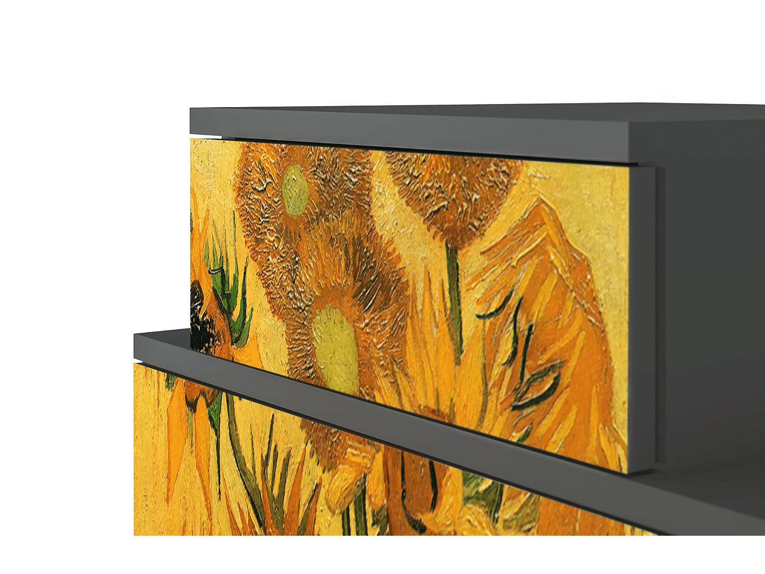 Table de nuit - 58х58х41 cm - NS1 - Sunflowers, Anthracite