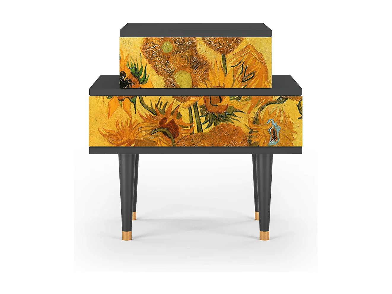 Stolik nocny - 58х58х41 cm - NS1 - Sunflowers, Antracyt