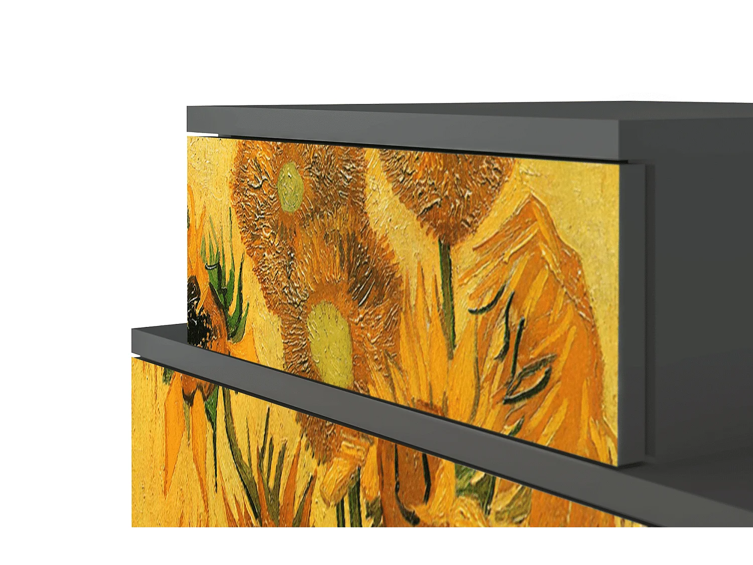 Stolik nocny - 58х58х41 cm - NS1 - Sunflowers, Antracyt