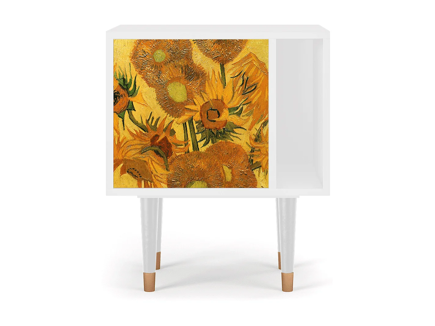 Nachtkastje - 57х69х48 cm - S2 - Sunflowers, Wit