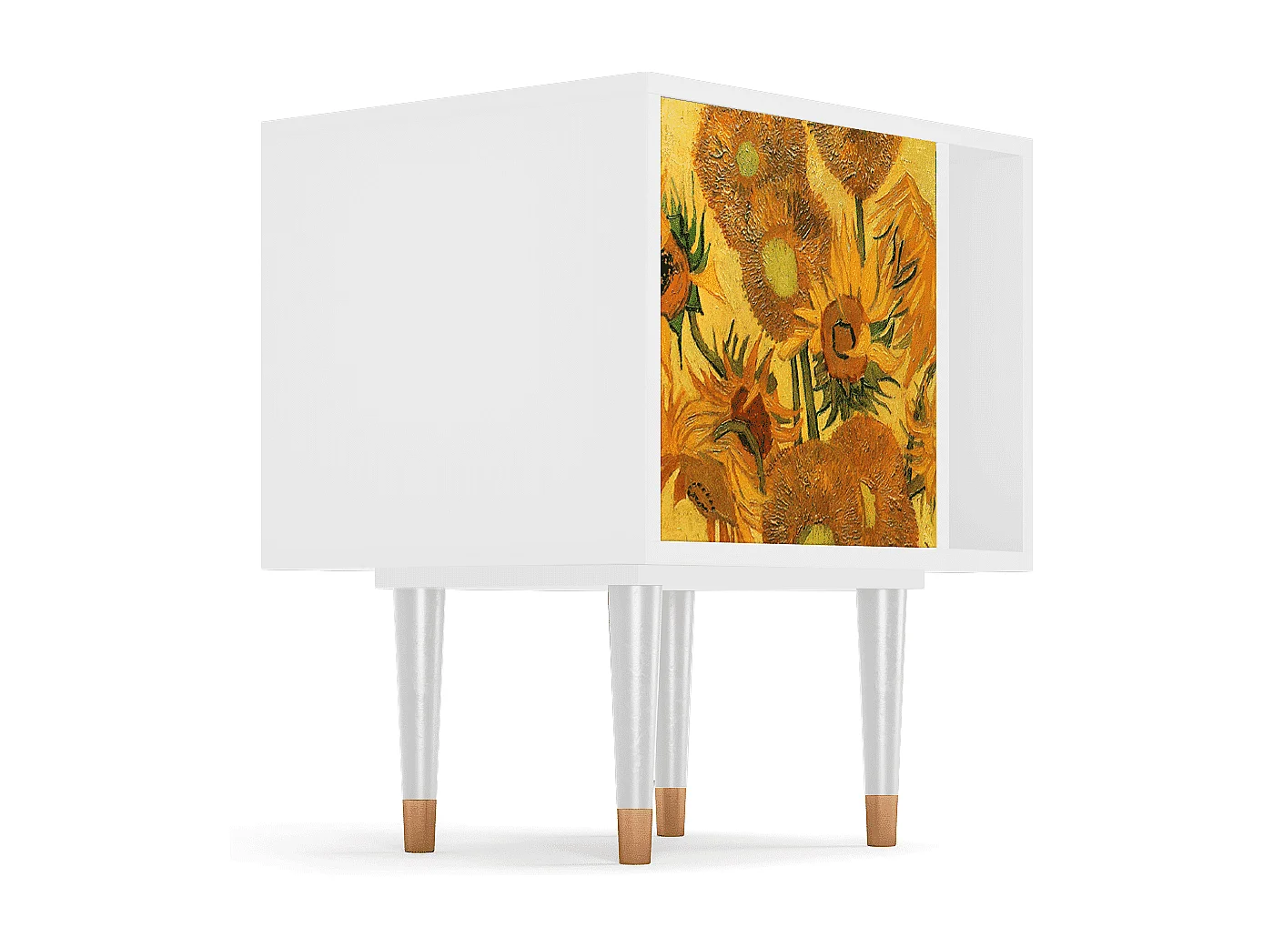 Nachtkastje - 57х69х48 cm - S2 - Sunflowers, Wit