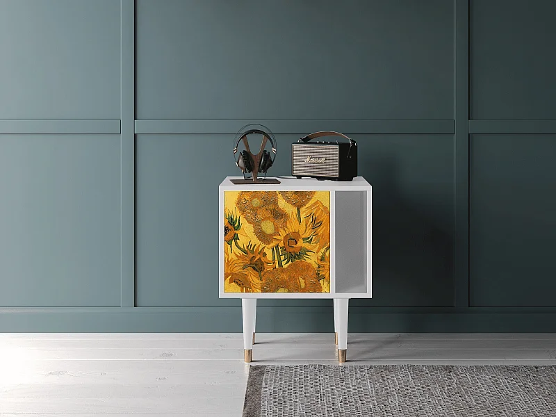 Nachtkastje - 57х69х48 cm - S2 - Sunflowers, Wit