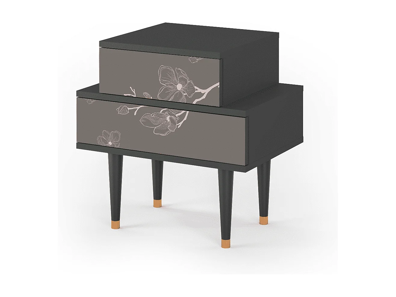 Stolik nocny - 58х58х41 cm - NS1 - Cherry Blossom, Antracyt