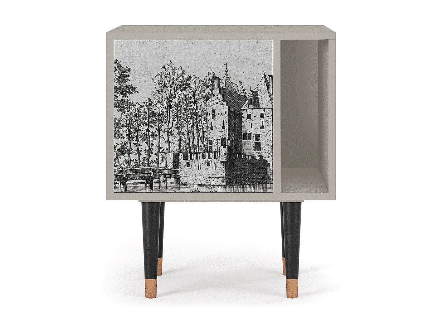 Stolik nocny - 57х69х48 cm - S2 - Castle with Bridge, Piaskowy