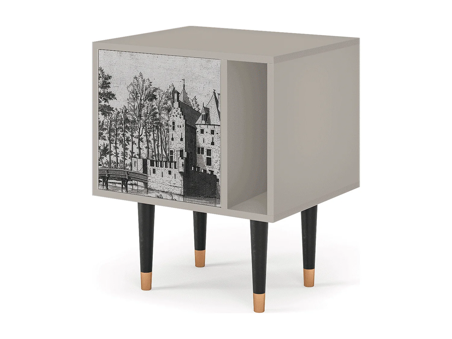 Stolik nocny - 57х69х48 cm - S2 - Castle with Bridge, Piaskowy