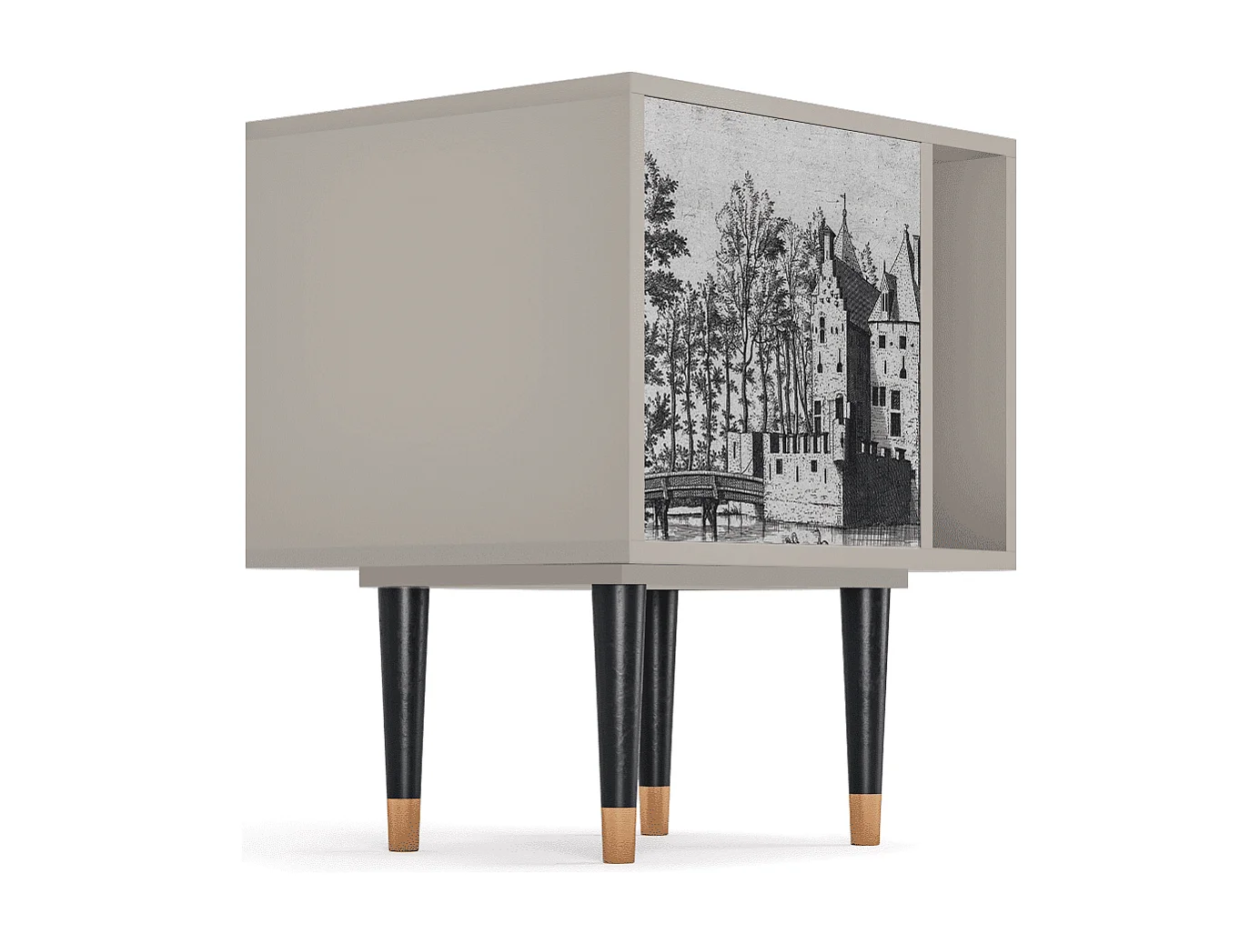 Stolik nocny - 57х69х48 cm - S2 - Castle with Bridge, Piaskowy