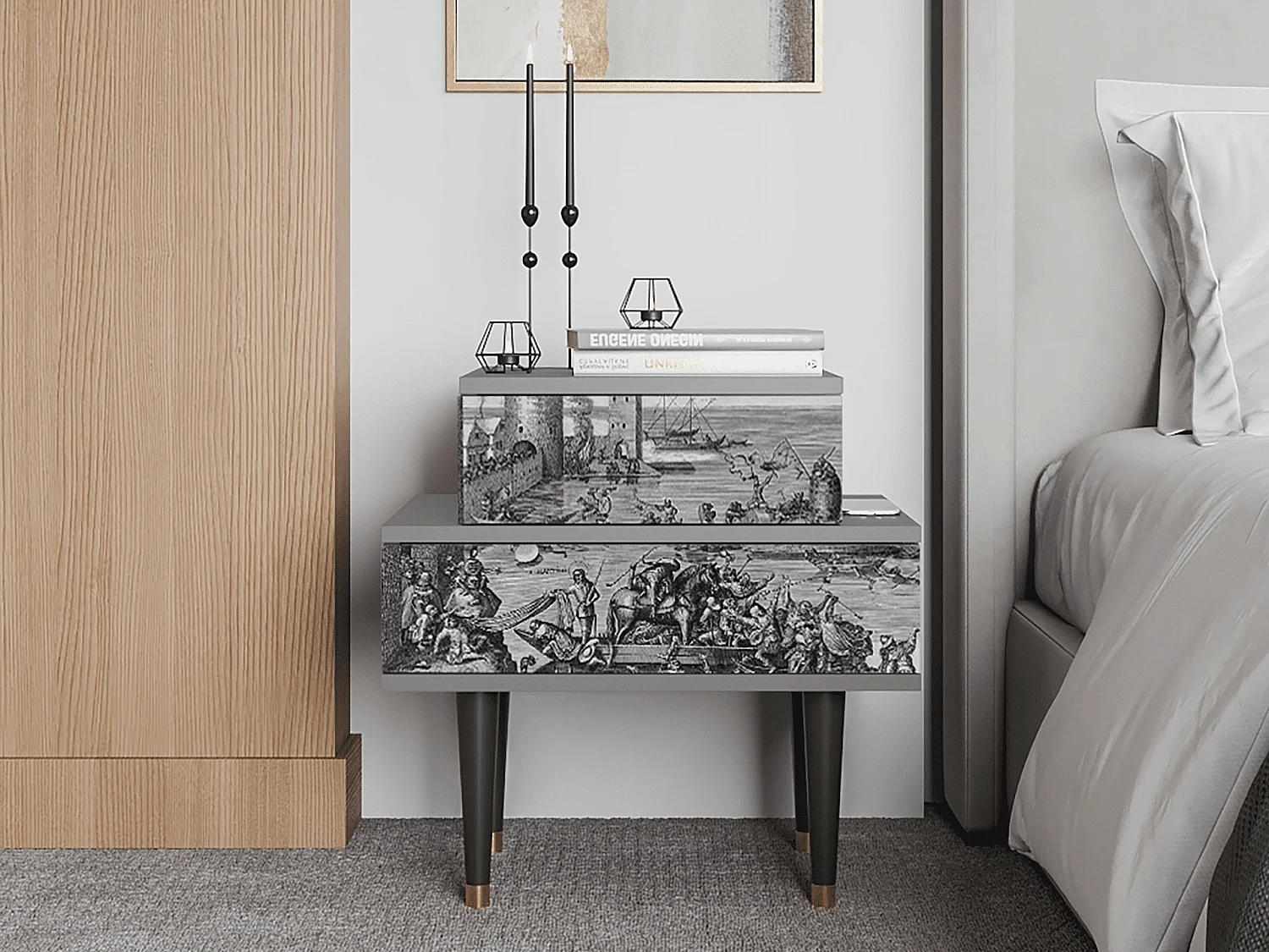 Table de nuit - 58х58х41 cm - NS1 - Saint Martin, Gris