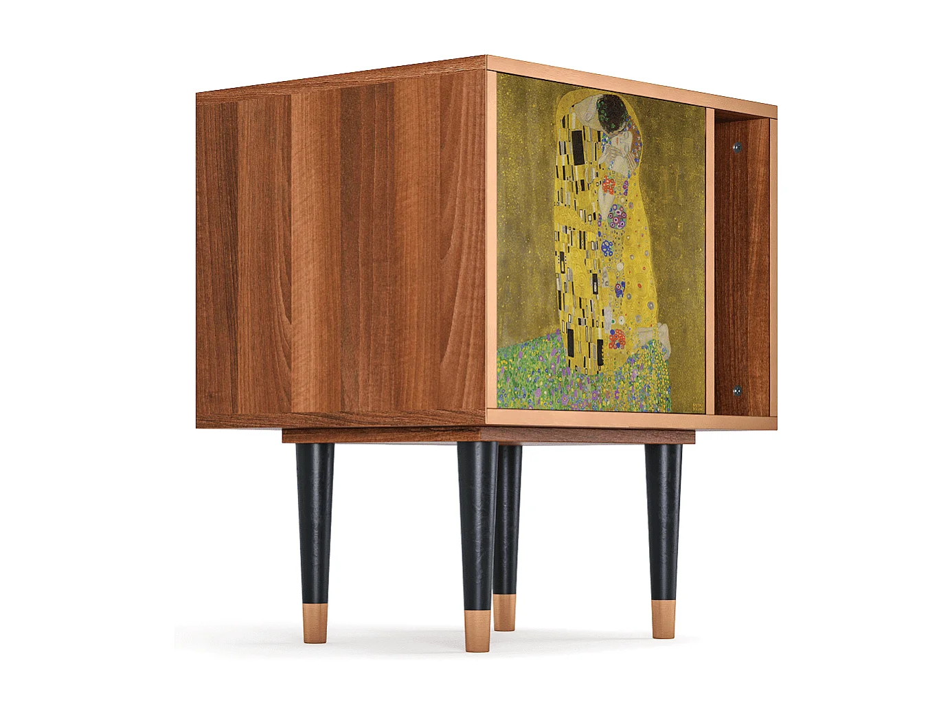 Stolik nocny - 57х69х48 cm - S2 - The Kiss by Klimt , Orzech