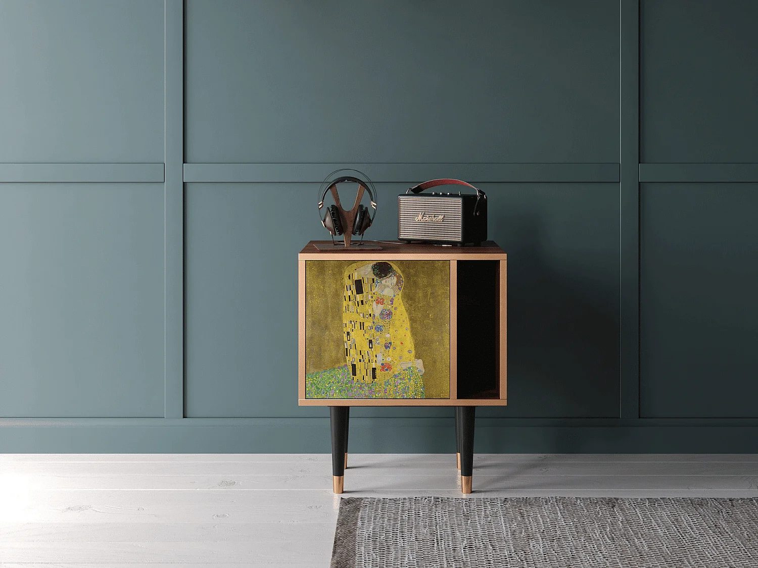 Table de nuit - 57х69х48 cm - S2 - The Kiss by Klimt , Noyer