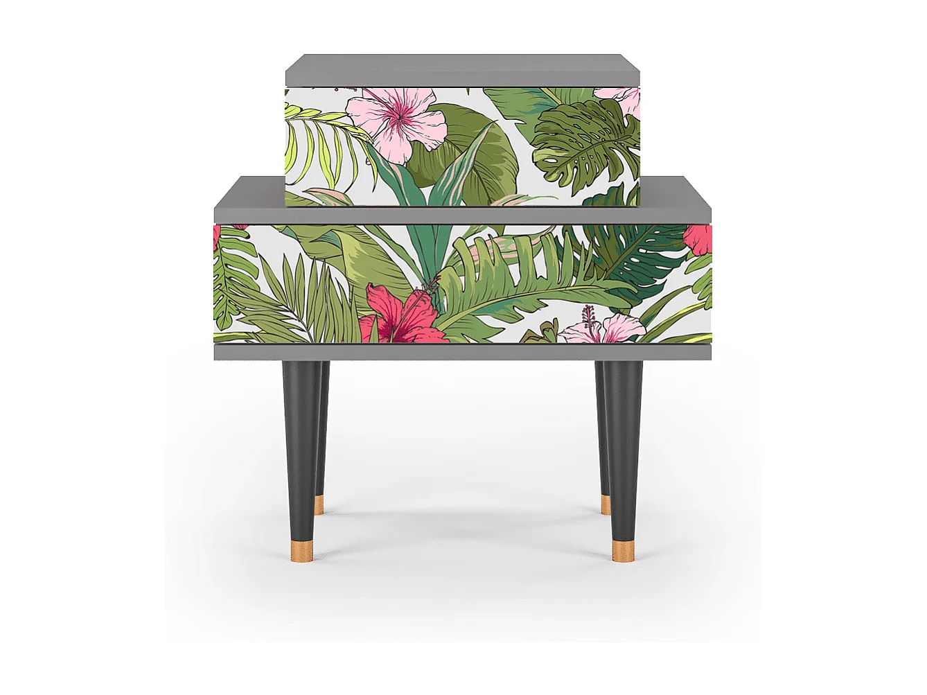 Stolik nocny - 58х58х41 cm - NS1 - Verdant Tropics, Szary