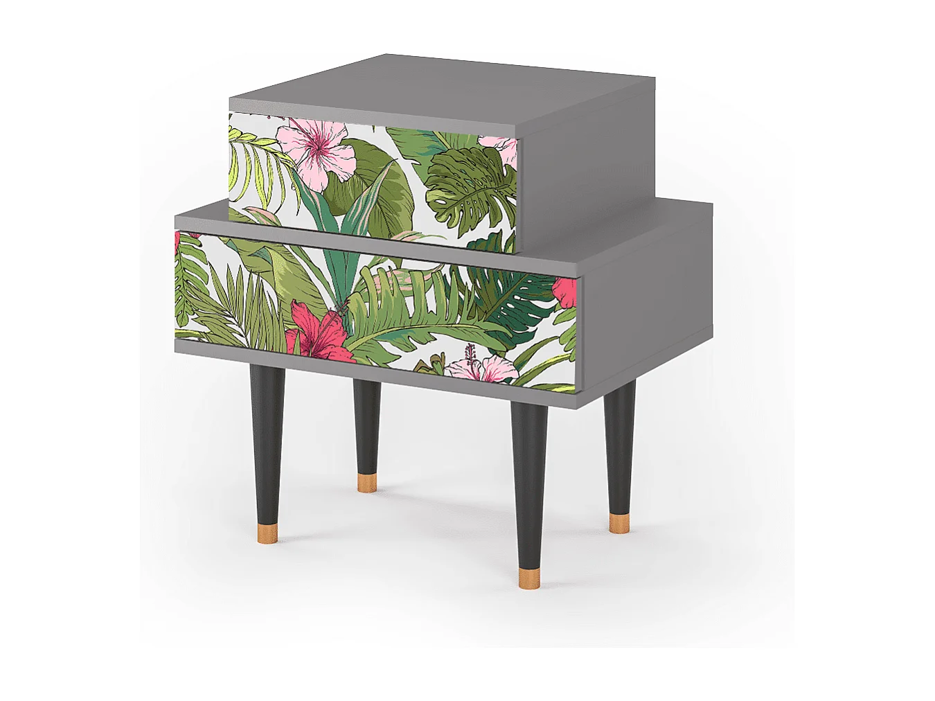 Stolik nocny - 58х58х41 cm - NS1 - Verdant Tropics, Szary