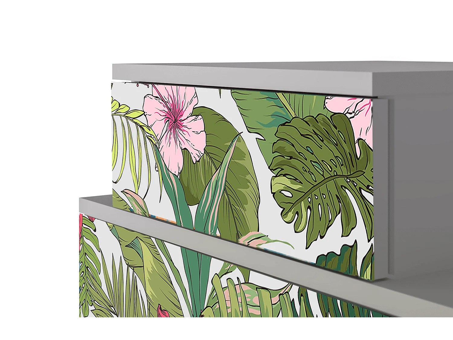 Stolik nocny - 58х58х41 cm - NS1 - Verdant Tropics, Szary