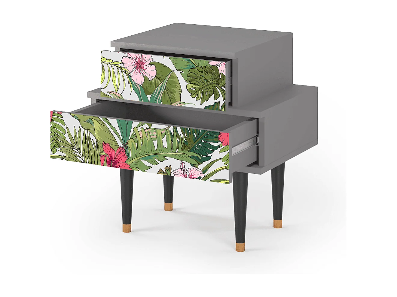 Stolik nocny - 58х58х41 cm - NS1 - Verdant Tropics, Szary