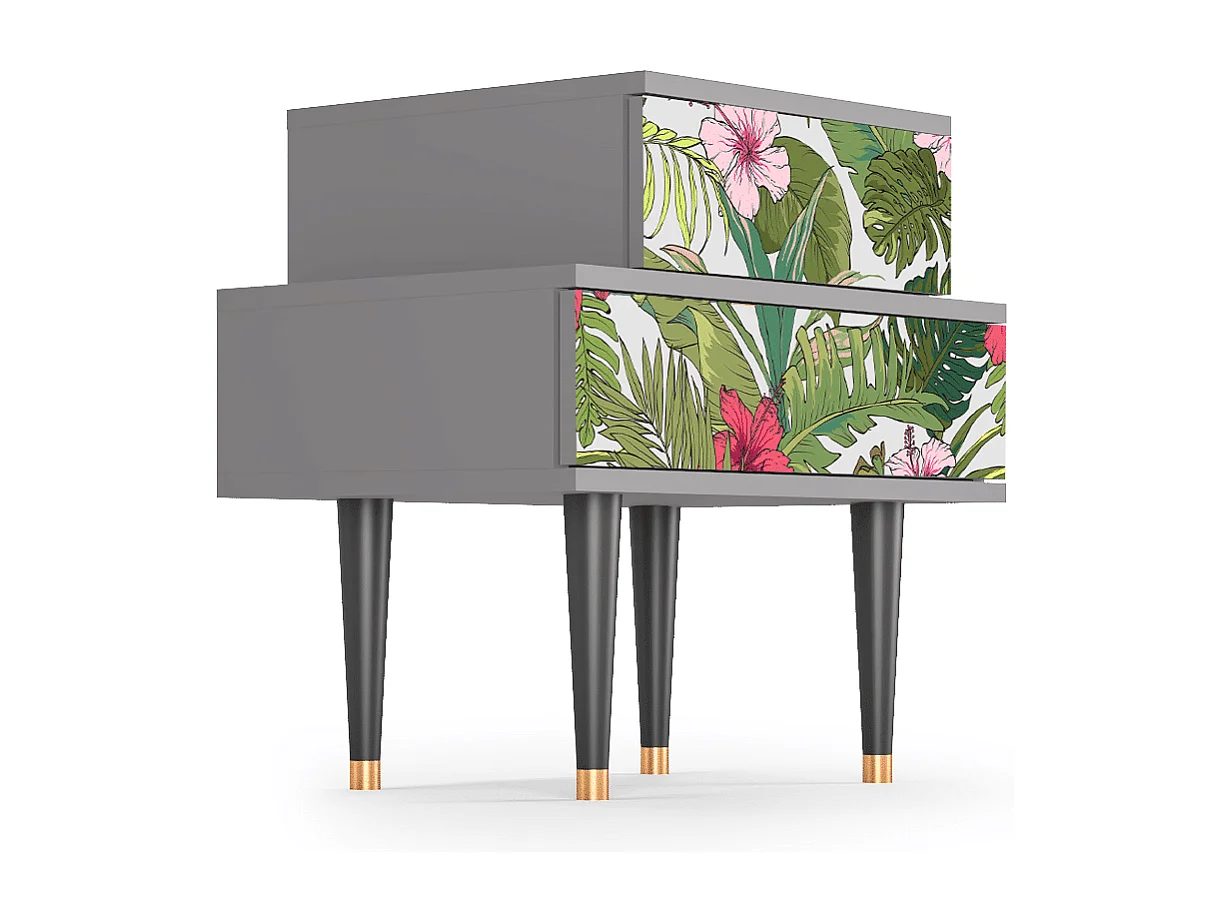 Table de nuit - 58х58х41 cm - NS1 - Verdant Tropics, Gris