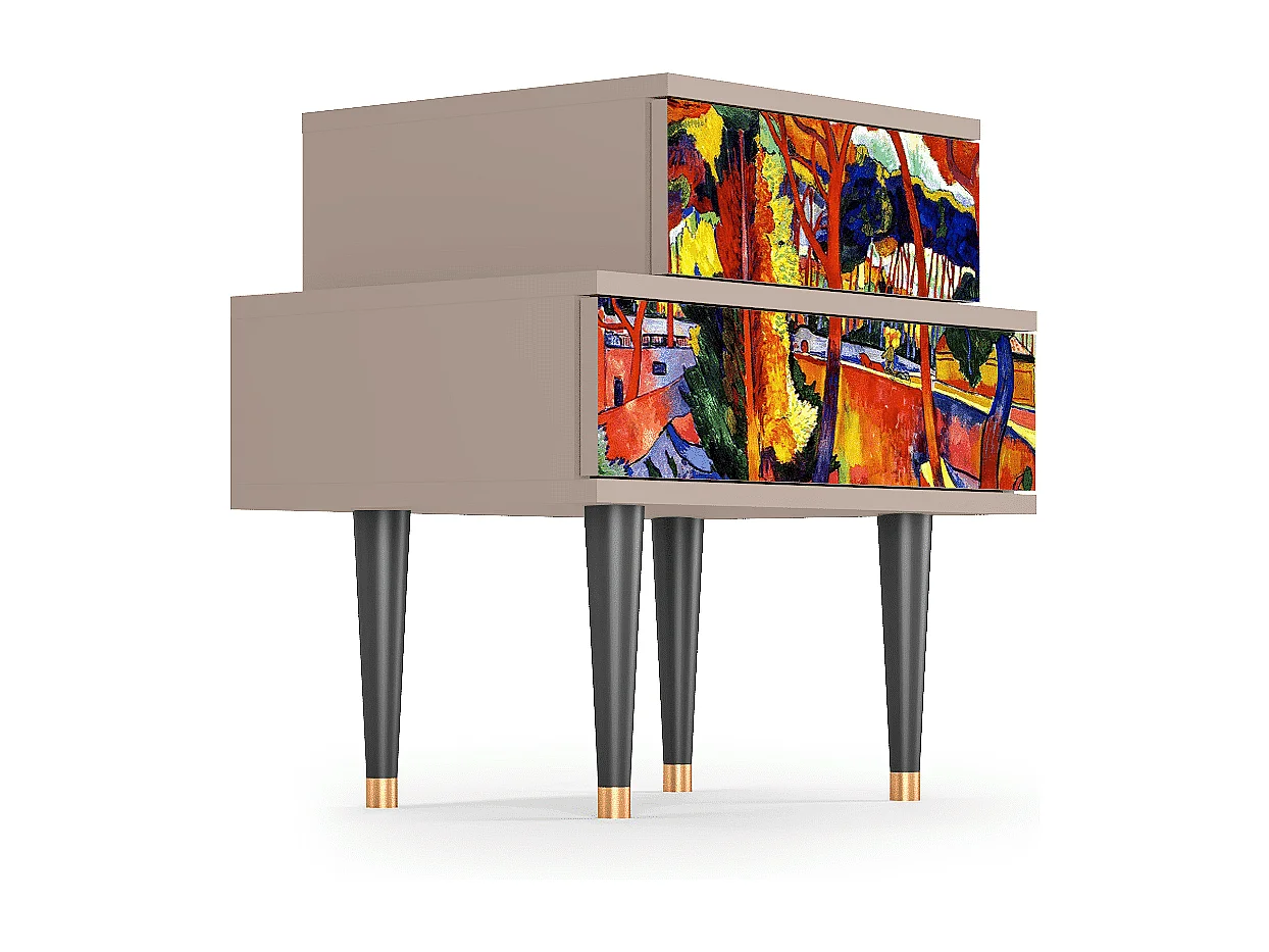 Stolik nocny - 58х58х41 cm - NS1 - The Turning Road, Latte