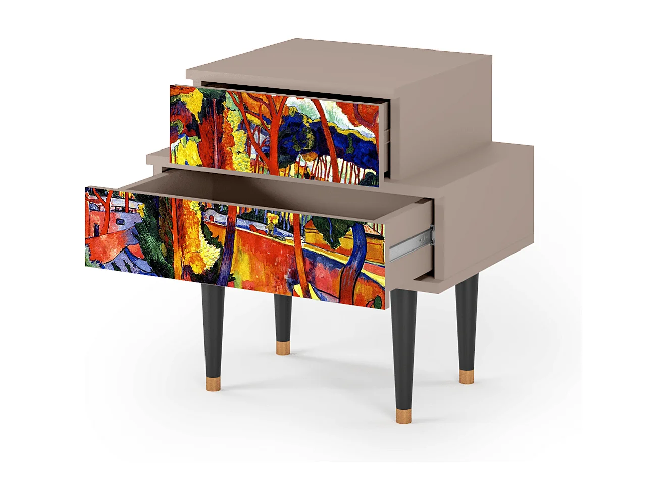 Stolik nocny - 58х58х41 cm - NS1 - The Turning Road, Latte