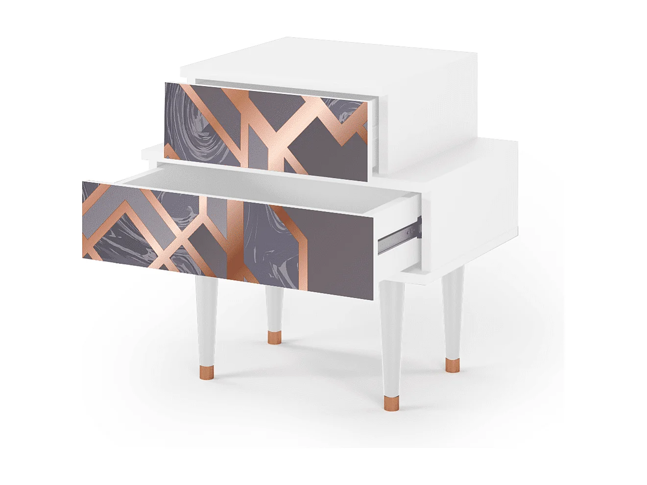 Comodino - 58х58х41 cm - NS1 - Taupe Anatomy, Bianco