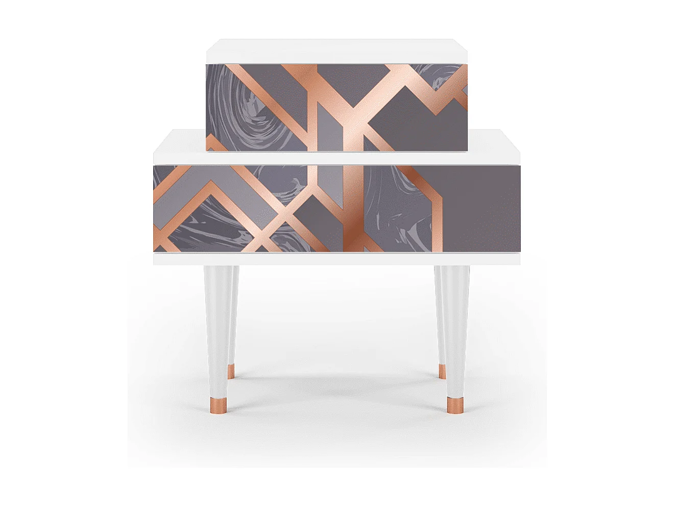 Table de nuit - 58х58х41 cm - NS1 - Taupe Anatomy, Blanc